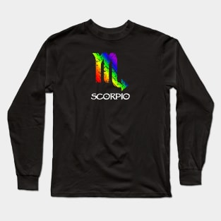 Scorpio Zodiac Symbol in Rainbow Color Long Sleeve T-Shirt